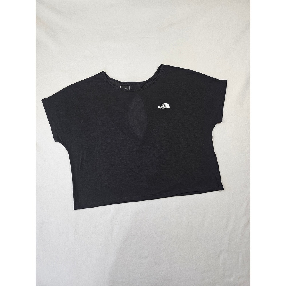 The North Face Womens Black Short Sleeve Keyhole Back Active Hiking Crop Top Med - Picture 3 of 9